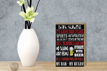 Panneau en bois disant 12x18 cm Bar règles bière mon bar mes règles décoration 3