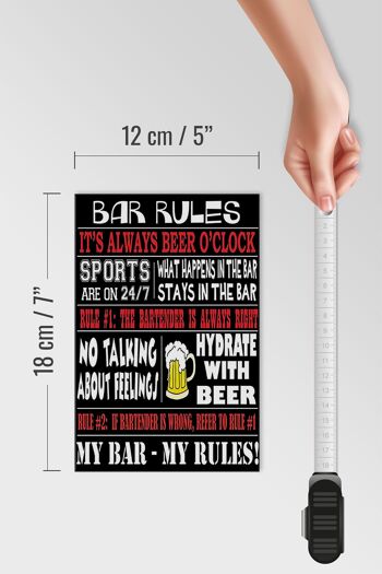 Panneau en bois disant 12x18 cm Bar règles bière mon bar mes règles décoration 4