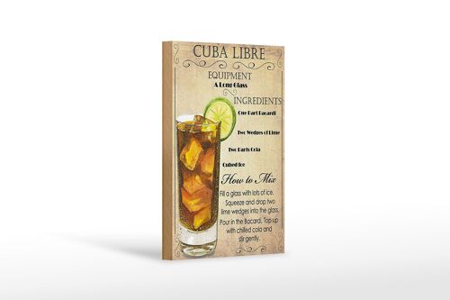 Holzschild 12x18cm Cuba Libre Equipment ingredient Dekoration