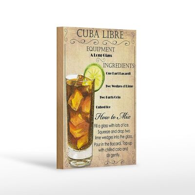 Holzschild 12x18cm Cuba Libre Equipment ingredient Dekoration