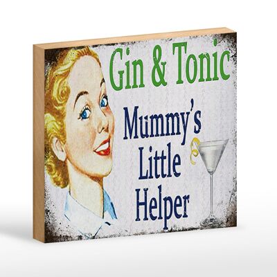 Cartel de madera que dice Gin Tonic 18x12 cm Decoración pequeño ayudante de mamá