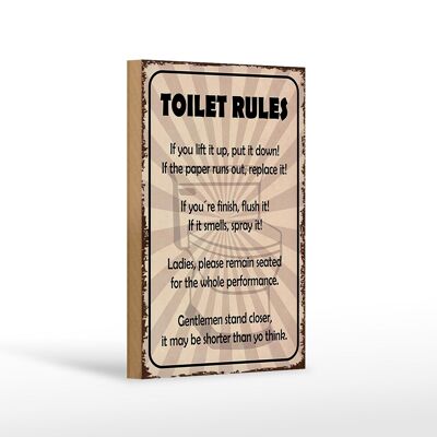 Panneau en bois indiquant les règles des toilettes si vous le soulevez 12x18 cm