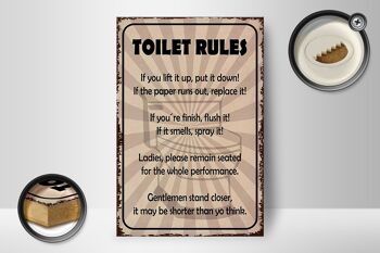 Panneau en bois indiquant les règles des toilettes si vous le soulevez 12x18 cm 2