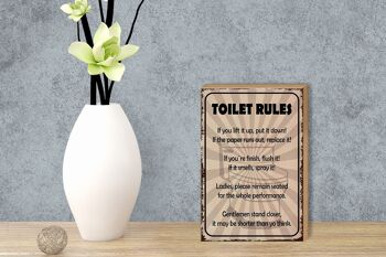 Panneau en bois indiquant les règles des toilettes si vous le soulevez 12x18 cm 3