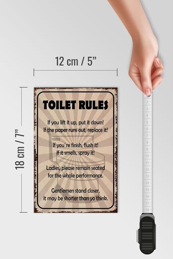 Panneau en bois indiquant les règles des toilettes si vous le soulevez 12x18 cm 4