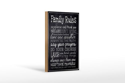 Holzschild Spruch 12x18 cm Family Rules say please Dekoration