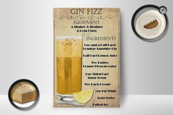 Panneau en bois alcool 12x18cm Gin Fizz Equipment décoration beige 2