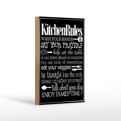 Holzschild Spruch 12x18 cm Kitchen Rules wash your hands Dekoration