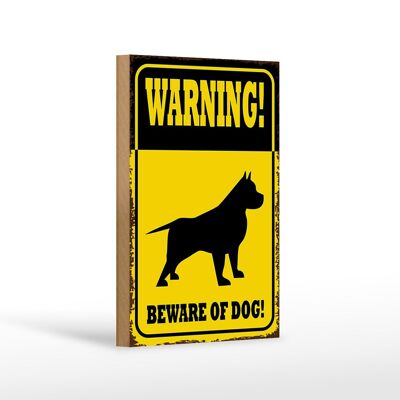 Cartel de madera que dice perro 12x18 cm Advertencia cuidado con la decoración del perro