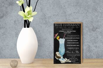 Panneau en bois 12x18 cm bleu décoration ingrédients hawaïens 3