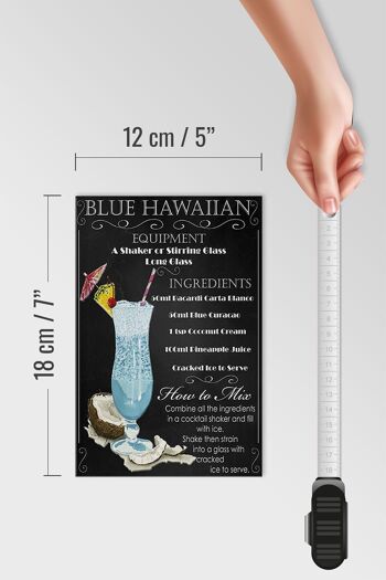 Panneau en bois 12x18 cm bleu décoration ingrédients hawaïens 4