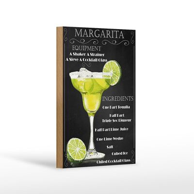 Wooden sign alcohol 12x18cm Margarita Equipment black decoration