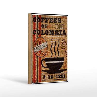 Wooden sign coffee 12x18 cm coffees colombia organic coffee decoration