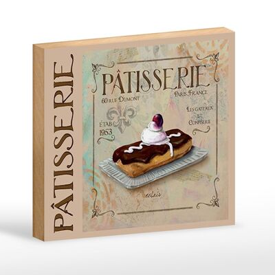 Letrero de madera que dice 18x12 cm Patisserie Paris decoración de pastel eclair