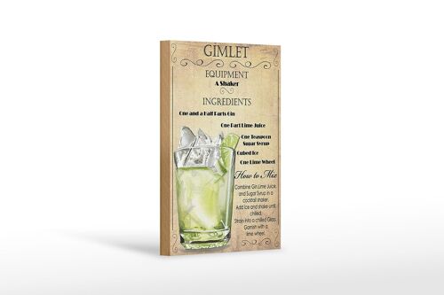 Holzschild Alkohol 12x18cm Gimlet Equipment beige Dekoration