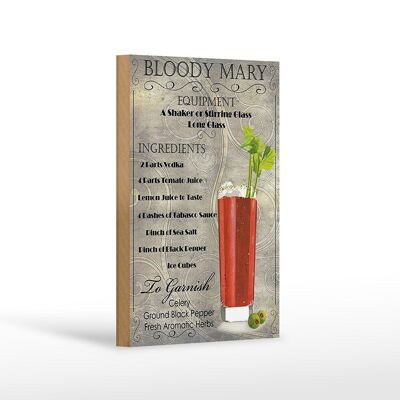 Cartello in legno 12x18 cm decorazione ingrediente cocktail Bloody Mary