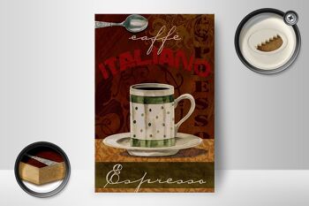 Panneau en bois café 12x18 cm Caffe Italiano décoration tasse à expresso 2