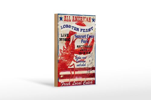 Holzschild Spruch 12x18 cm all american lobster feast music Dekoration