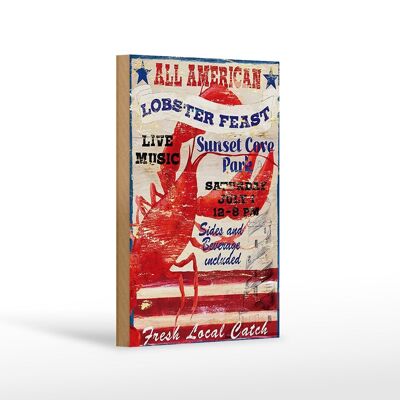 Cartel de madera que dice 12x18 cm decoración musical de fiesta de langosta americana