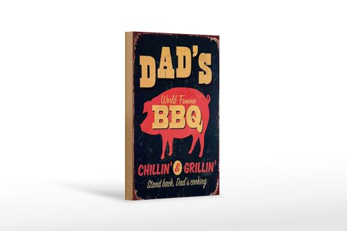 Holzschild Spruch 12x18 cm Dad´s world famous BBQ grillin Dekoration