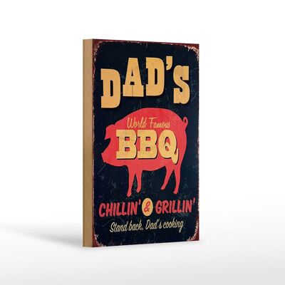Wooden sign saying 12x18 cm Dad's world famous BBQ grillin decoration