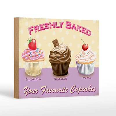 Letrero de madera con texto 18x12 cm horneado tus cupcakes favoritos decoración