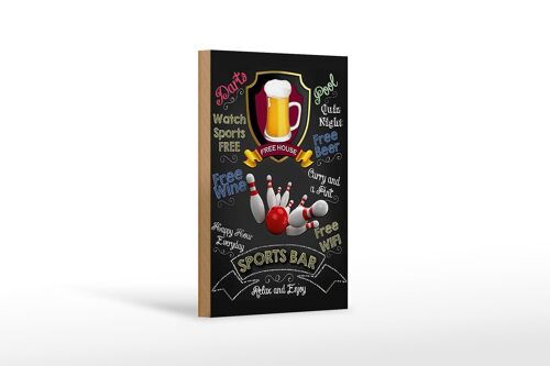 Holzschild Spruch 12x18cm sports bar Beer bowling Dekoration