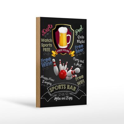 Cartello in legno con scritta 12x18 cm decorazione bar birra bowling