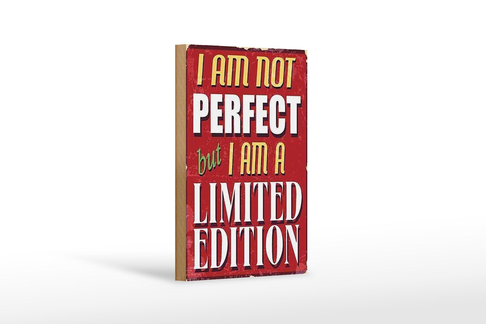 Cartello in legno con scritta 12x18 cm Non sono perfetto, decorazione in edizione limitata
