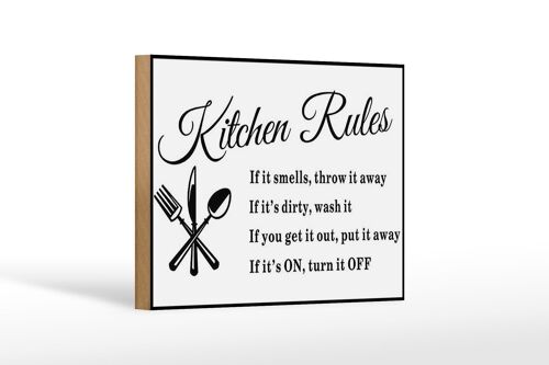 Holzschild Spruch 18x12 cm Kitchen Rules Küche Regeln Dekoration