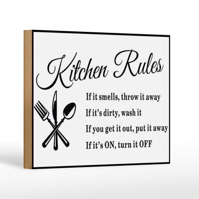 Cartello in legno con scritta 18x12 cm Kitchen Rules Kitchen Rules Decorazione