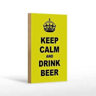 Cartello in legno con scritta "mantieni la calma e bevi birra" 12x18 cm