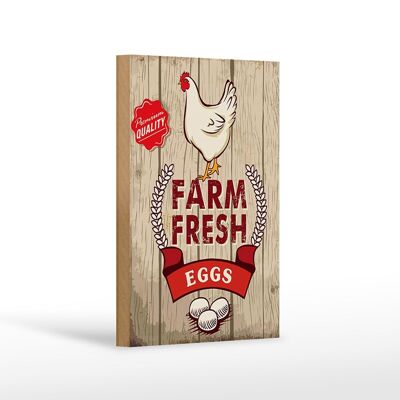 Cartello in legno con scritta 12x18 cm Allevamento di polli uova fresche decorazione premium