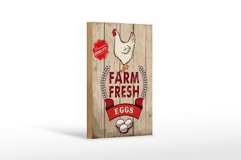 Panneau en bois indiquant 12x18 cm ferme de poulets oeufs frais décoration premium 1