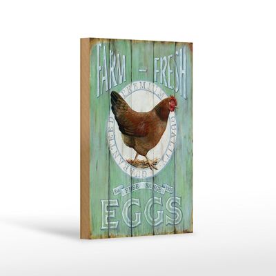 Panneau en bois indiquant 12x18 cm Décoration de ferme de poulets œufs frais en liberté
