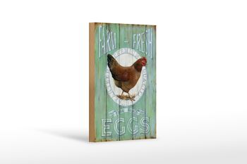 Panneau en bois indiquant 12x18 cm Décoration de ferme de poulets œufs frais en liberté 1