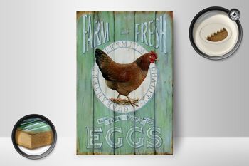 Panneau en bois indiquant 12x18 cm Décoration de ferme de poulets œufs frais en liberté 2