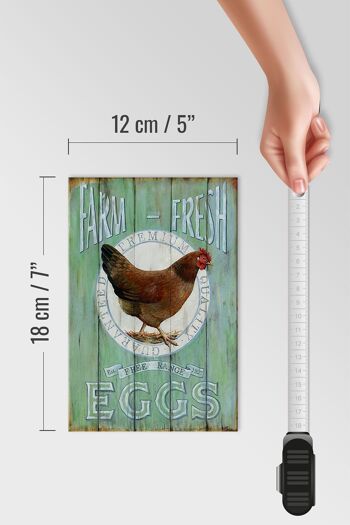 Panneau en bois indiquant 12x18 cm Décoration de ferme de poulets œufs frais en liberté 4