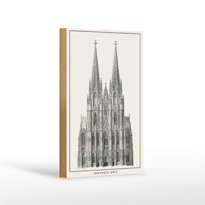 Cartel de madera dibujo 12x18 cm de la Catedral de Colonia Decoración Catedral de Colonia