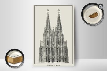 Panneau en bois dessin 12x18 cm Cathédrale de Cologne Décoration Cathédrale de Cologne 2