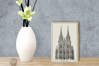 Panneau en bois dessin 12x18 cm Cathédrale de Cologne Décoration Cathédrale de Cologne 3
