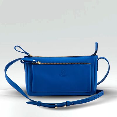 BORSA A TRACOLLA MARGUERITE / vitello pieno fiore Blu