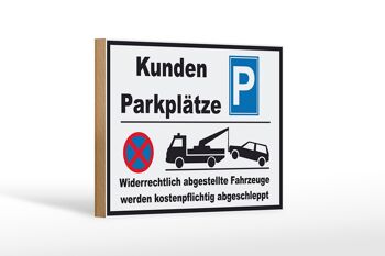 Panneau en bois parking 18x12 cm parking clients décoration illégale 1