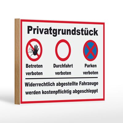Letrero de madera parking 18x12 cm decoración prohibición entrada propiedad privada