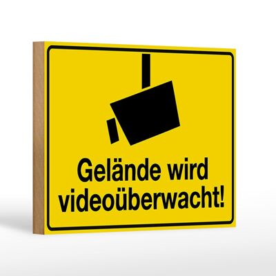 Holzschild Spruch 18x12 cm Gelände wird videoüberwacht Dekoration