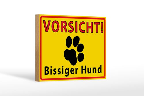 Holzschild Tiere 18x12 cm Vorsicht bissiger Hund Dekoration