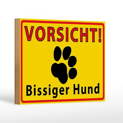 Holzschild Tiere 18x12 cm Vorsicht bissiger Hund Dekoration