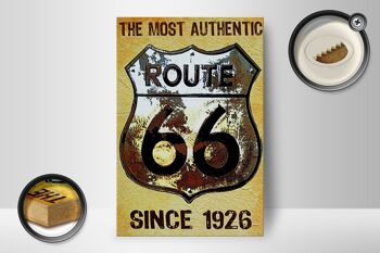Panneau en bois rétro 12x18 cm blason Route 66 depuis 1926 décoration USA 2