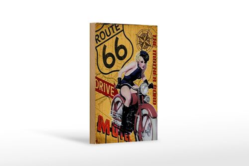 Holzschild Pin Up 12x18 cm Route 66 the mother road Motel Dekoration