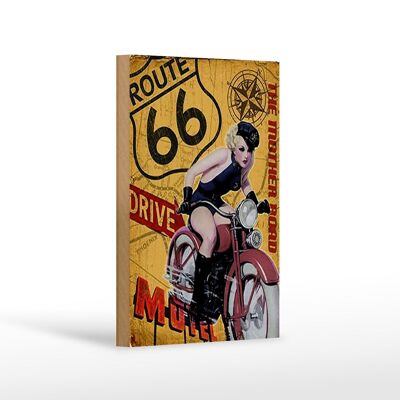 Holzschild Pin Up 12x18 cm Route 66 the mother road Motel Dekoration